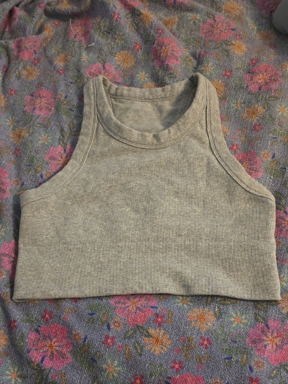 ALO Yoga Light Grey Ribbed Crop Tank